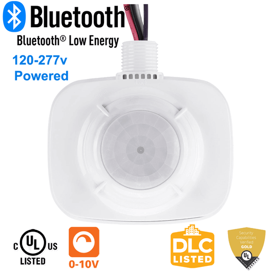 High Bay Networked PIR Occupancy Sensor Controller Wireless Bluetooth Mesh 120-277v 0-10v Dimming LNFMS-104 LN Wireless Lighting Controls From LED Network