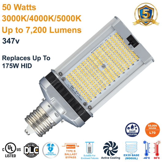 LED-8088M345CD-G4 50 Watt EX39 Base 347v B-Type Ballast Bypass LED Retrofit Lamp by Light Efficient Design replaces up to 175 Watt Metal Halide and High Pressure Sodium Lamps 3000K 4000K 5000K from LED Network