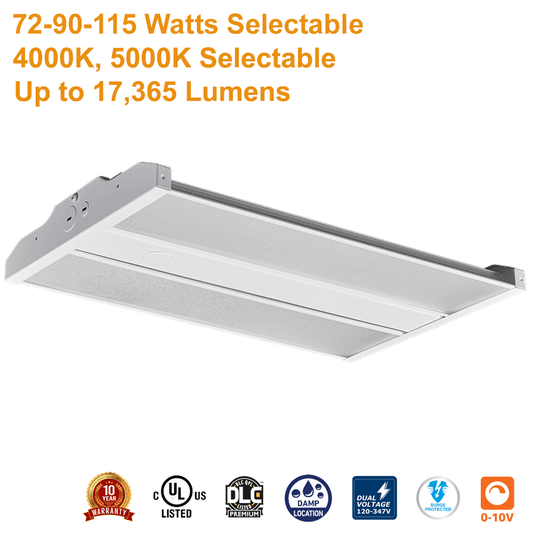AA LED AA-900073UCCTW LHBSL92WUCCTW Linear LED High Bay Wattage Selectable 72 watts, 90 watts, 115 watts, 4000K or 5000K Selectable, 120-347 Surge Protected Driver, 0-10v dimmable, From LED Network