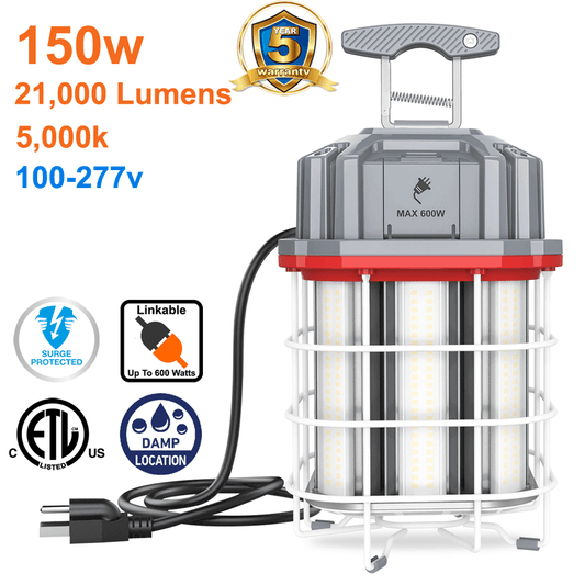 150 Watt Linkable LED Temporary Work Light Construction Light 5000k 21000 Lumens cETL 100-277v LED Network 1