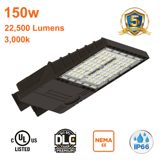 150watt Flood Light Parking Lot Light 3000k 22500 Lumens 120-347v cUL