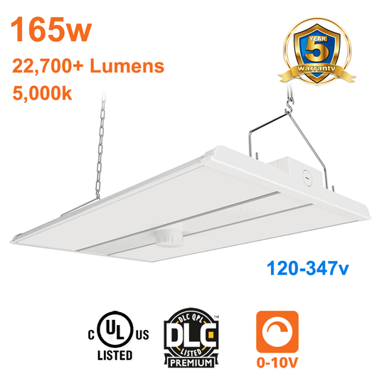 165watt LED High Bay 5000k 22700 Lumens cUL 120-347v 0-10v Dimmable 1