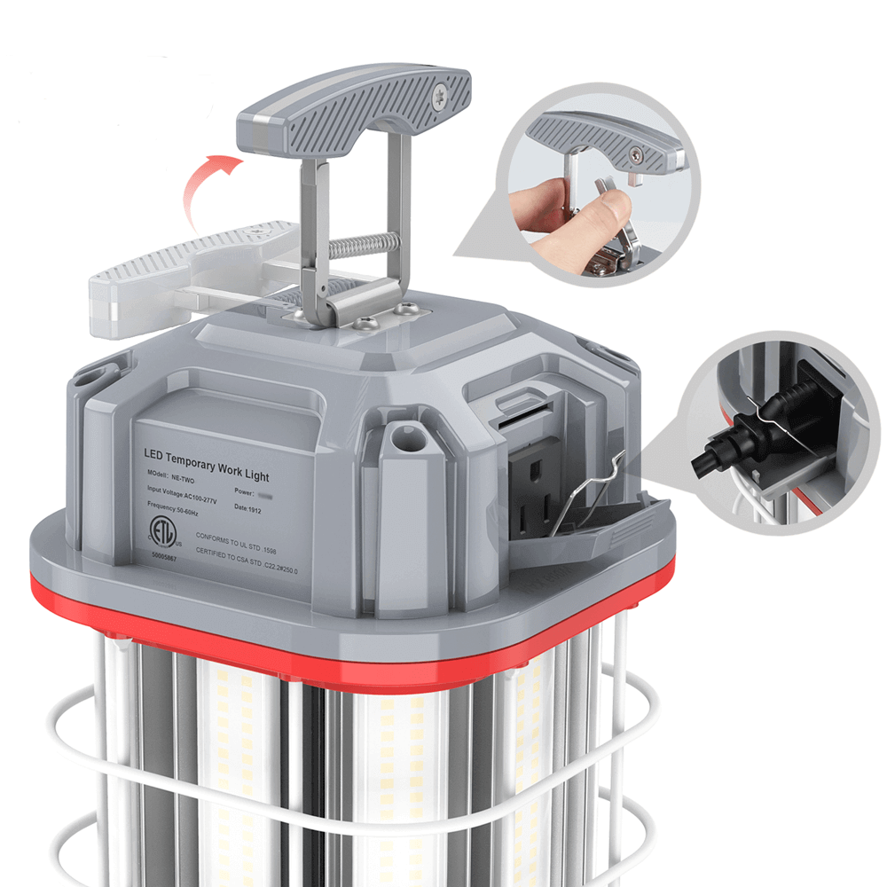 60 Watt Linkable LED Temporary Work Light Construction Light 5000k 8400 Lumens cETL 100-277v LED Network 8