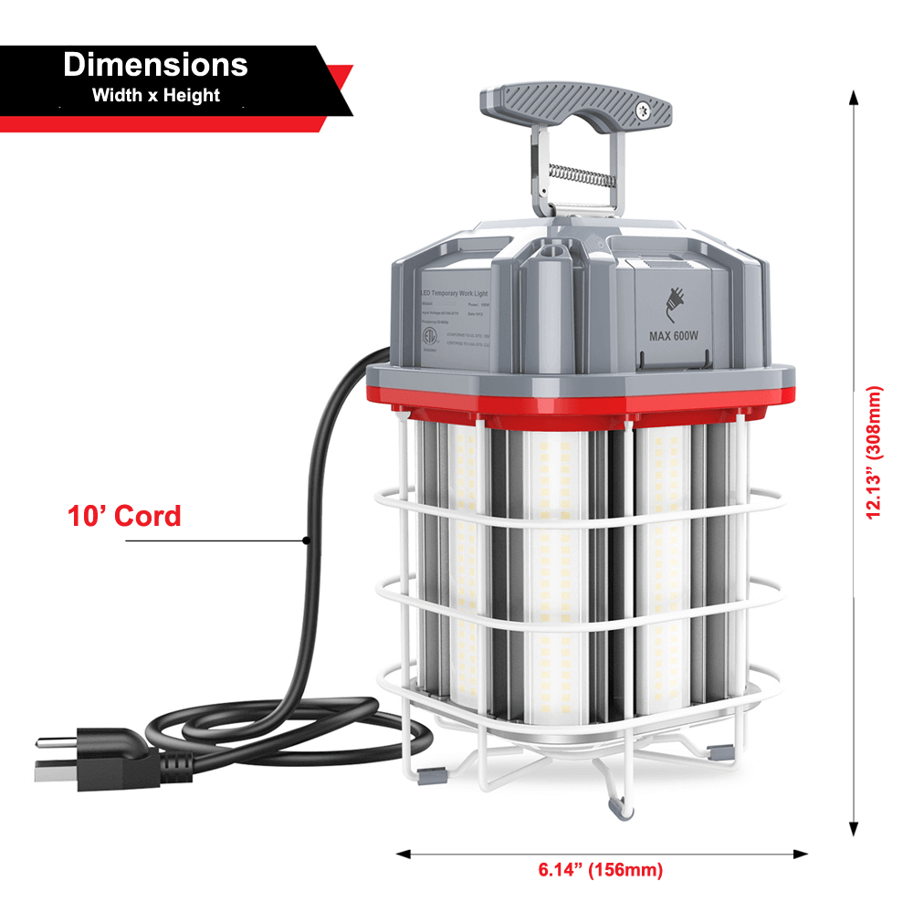 60 Watt Linkable LED Temporary Work Light Construction Light 5000k 8400 Lumens cETL 100-277v LED Network 9