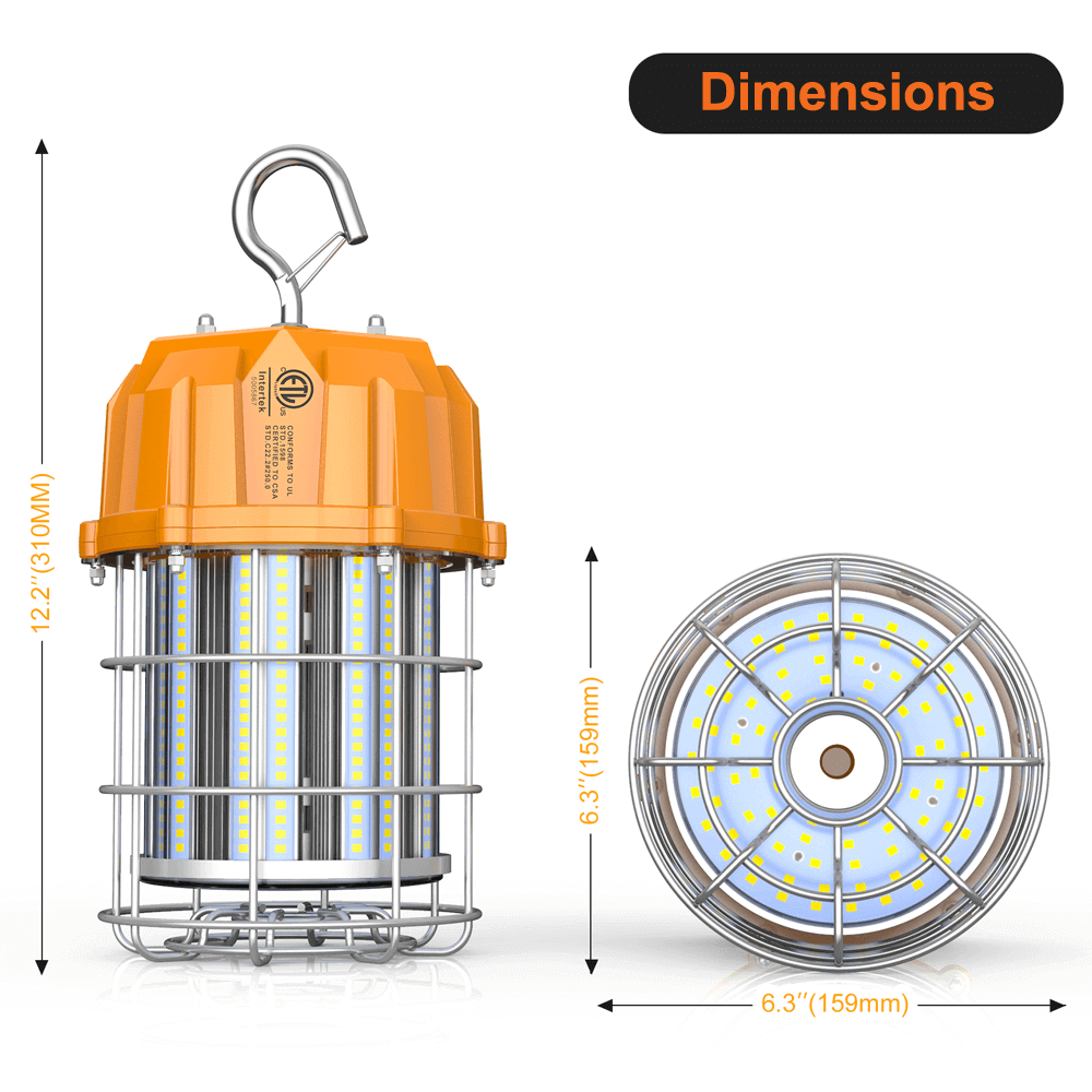 80 Watt LED Temporary Work Light 5000k 11600 Lumens 100-277v cETL Orange 3