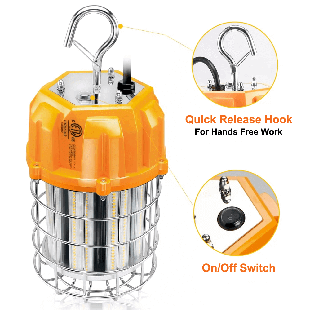 80 Watt LED Temporary Work Light 5000k 11600 Lumens 100-277v cETL Orange 7