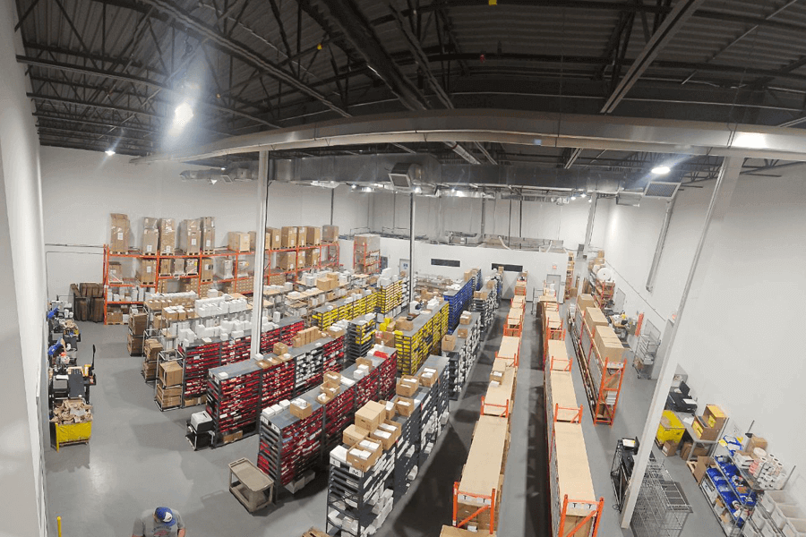 A Warehouse With 0-10v Dimming High Bay Fixtures Using Wireless Networked Lighting Controls From LED Network