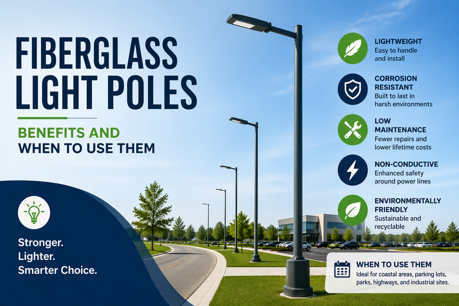 Fiberglass Light Poles Benefits and When to Use Them