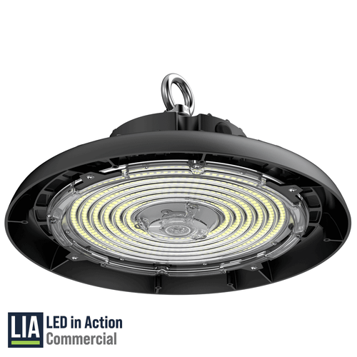 LED In Action Commercial 100W 120W 150W UFO LED High Bay by 3 CCT Adjustable 3500K 4000K 5000K 120-347v 150 Lumens Per Watt Output 15000 Lumens 18000 Lumens 22500 Lumens IP65 0-10v Dimmable UL DLC NSF NEMA 4X From LED Network