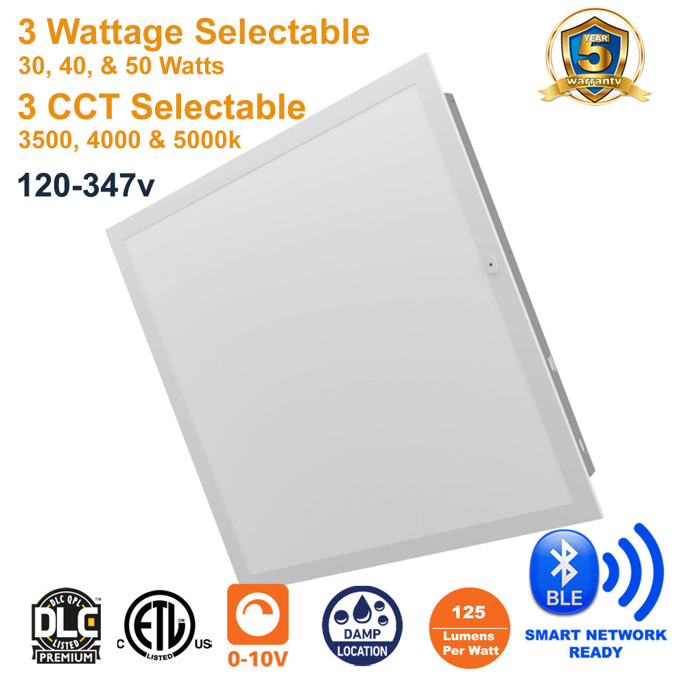 2x2 LED Panel Light Backlit with Sensor Base for PIR or NLC sensor/controller 3500K 4000K 5000K 30 Watts 40 Watts 50 Watts 120-347v 0-10v Dimmable ETL from LED Network