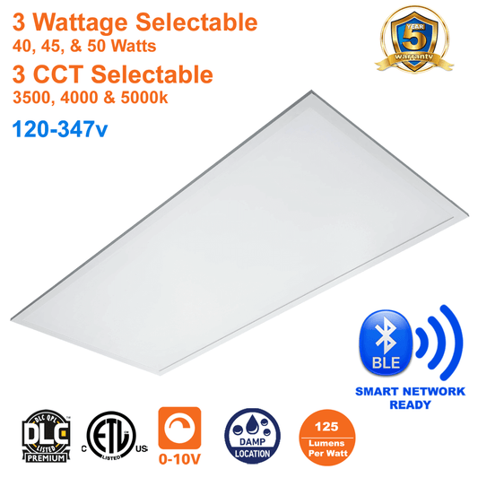 2x4 LED Panel Light Backlit 3CCT Wattage Selectable 120-347v Dimmable ETL From LED Network 1
