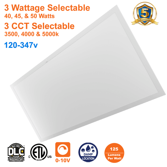 2x4 LED Panel Light Backlit With Sensor Base 3CCT 3 Wattage  120-347v Dimmable ETL From LED Network