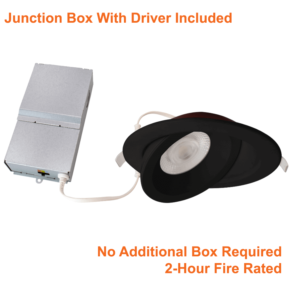 4 Inch Black Fire Rated Gimbal Pot Light 2 Hour Fire Rating UL 263 ASTM E119 ULC S101 from LED Network