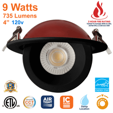 4 Inch Black Fire Rated Gimbal Pot Light 2 Hour Fire Rating UL 263 ASTM E119 from LED Network