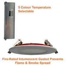 5 CCT Switch And Intumescent Gasket Of The 4” Fire Rated LED Downlight Recessed Fire Rated Pot Light 2 Hour Fire Rating UL263-2011 (R2022) ASTM E119-20 & CAN/ULC-S101-14 Fire Rating UL L505 L556 Wet Rated IC Rated Airtight Dimmable 5 CCT Selectable 9 Watts Up To 856 Lumens  From LED Network