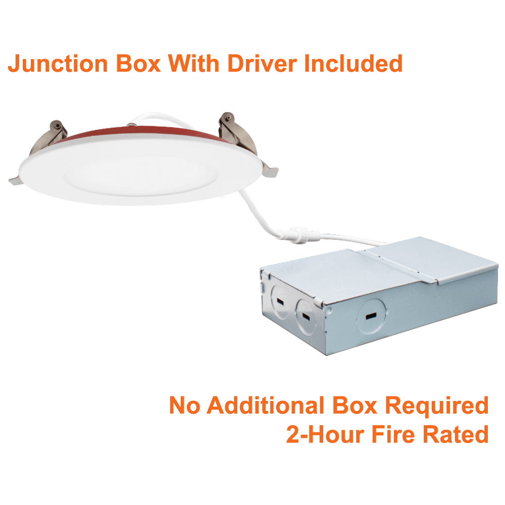 4 Inch Fire Rated Pot Light LED 2 Hour Fire Rating 5 CCT Selectable Dimmable IC Rated Wet Rated 12 Watts 800 Lumens cETL 120v