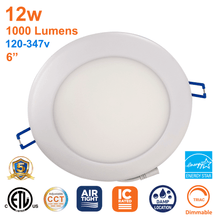 6 Inch LED Slim Pot Light 12 Watts 1000 Lumens 5 CCT 120-347v Dimmable IC Rated ETL Energy Starfrom LED Network