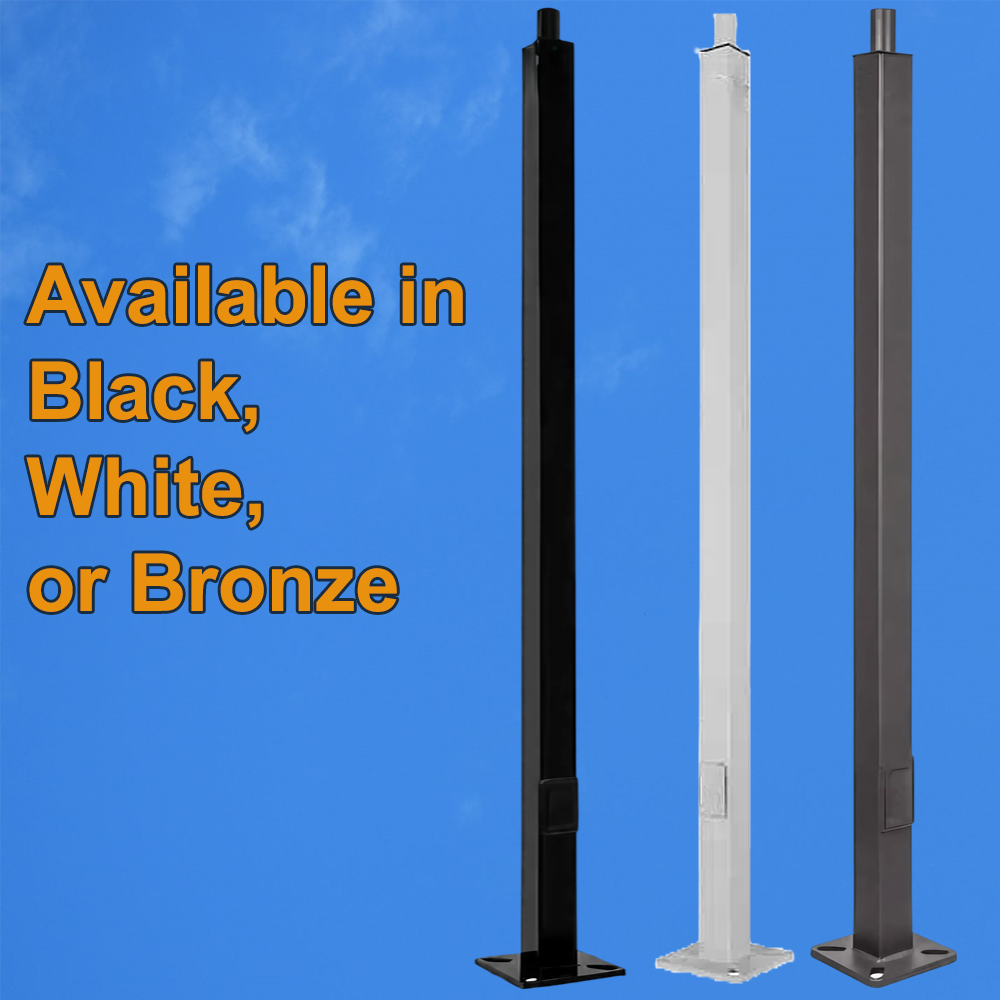 20 ft Light Pole 5 inch square aluminum with tenon mount black white bronze from LED Network