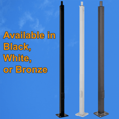 Colour choice options for X-Tron's 16 ft tall 4 inch square outdoor light post Choice of black, white, or bronze. Distributed by LED Network