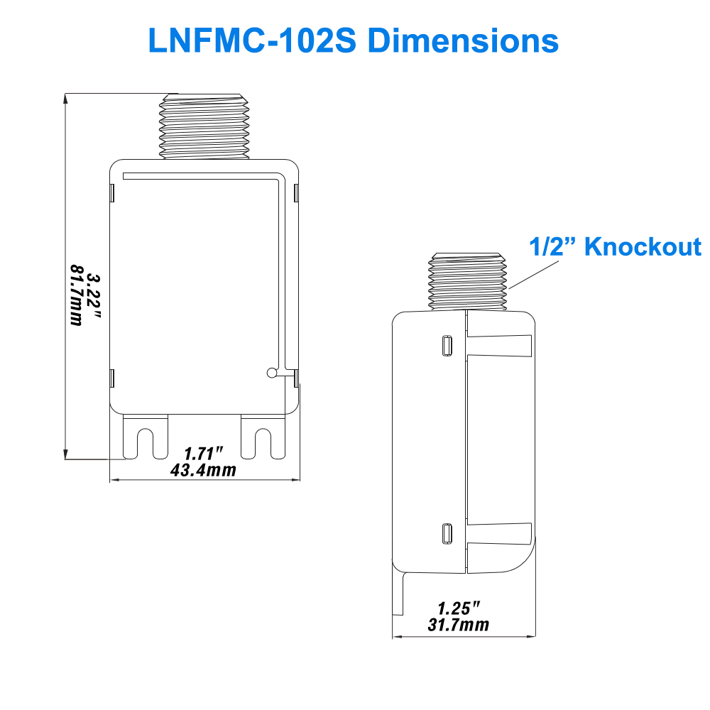 Dimensions of LNFMC-1025 Smart LED Fixture Controller 120-277v 0-10v Dimming Bluetooth Mesh Controls UL DLC LN Wireless Lighting Controls From LED Network