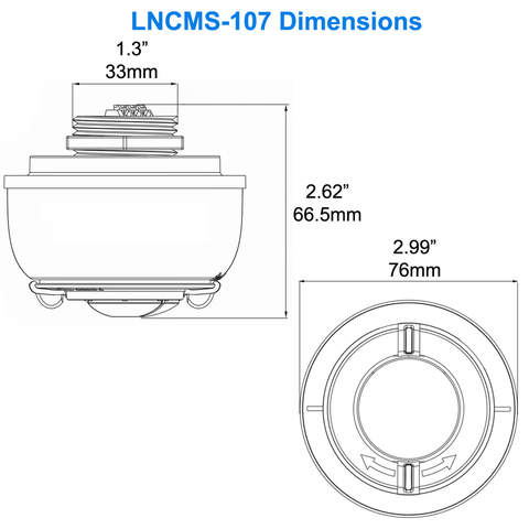 Dimensions Of LNCMS-107 PIR Occupancy Sensor Motion Sensor Networked Lighting Controls Controller For Recessed Ceilings Drop Ceilings 12v UL For LN Wireless Lighting Controls From LED Network
