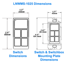 Dimensions LNWMS-1025 5-Button Wireless Wall Switch Battery Powered Bluetooth Mesh For LN Wireless Lighting Controls From LED Network