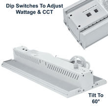 DIP Switches For Wattage And Colour Temperature Selection On The Foldable Linear High Bay LED 180W 200W 220W 3CCT Selectable 120-347v 0-10v Dimmable Smart Ready DLC ETL from LED Network