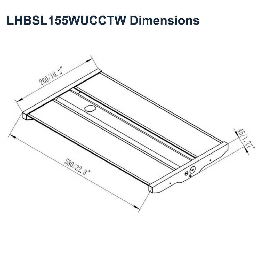 Dimensions Of LED Linear High Bay 135W 155W 185W 4K 5K 120-347v UL DLC 0-10v Dimmable AA LED  LHBSL155WUCCTW AA-900075UCCTW From LED Network