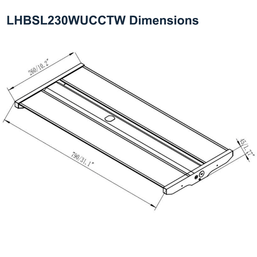 Dimensions Of LED Linear High Bay 200W 230W 270W 4K 5K 120-347v UL DLC Dimmable From LED Network