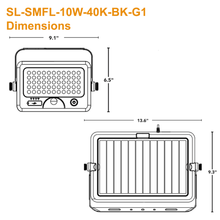 Dimensions of the Solera SL-SMFL-10W-40K-BK-G1 Multipurpose Portable Solar Work Light and Solar Flood Light with PIR Motion Sensor 4000K 1100 Lumens from LED Network