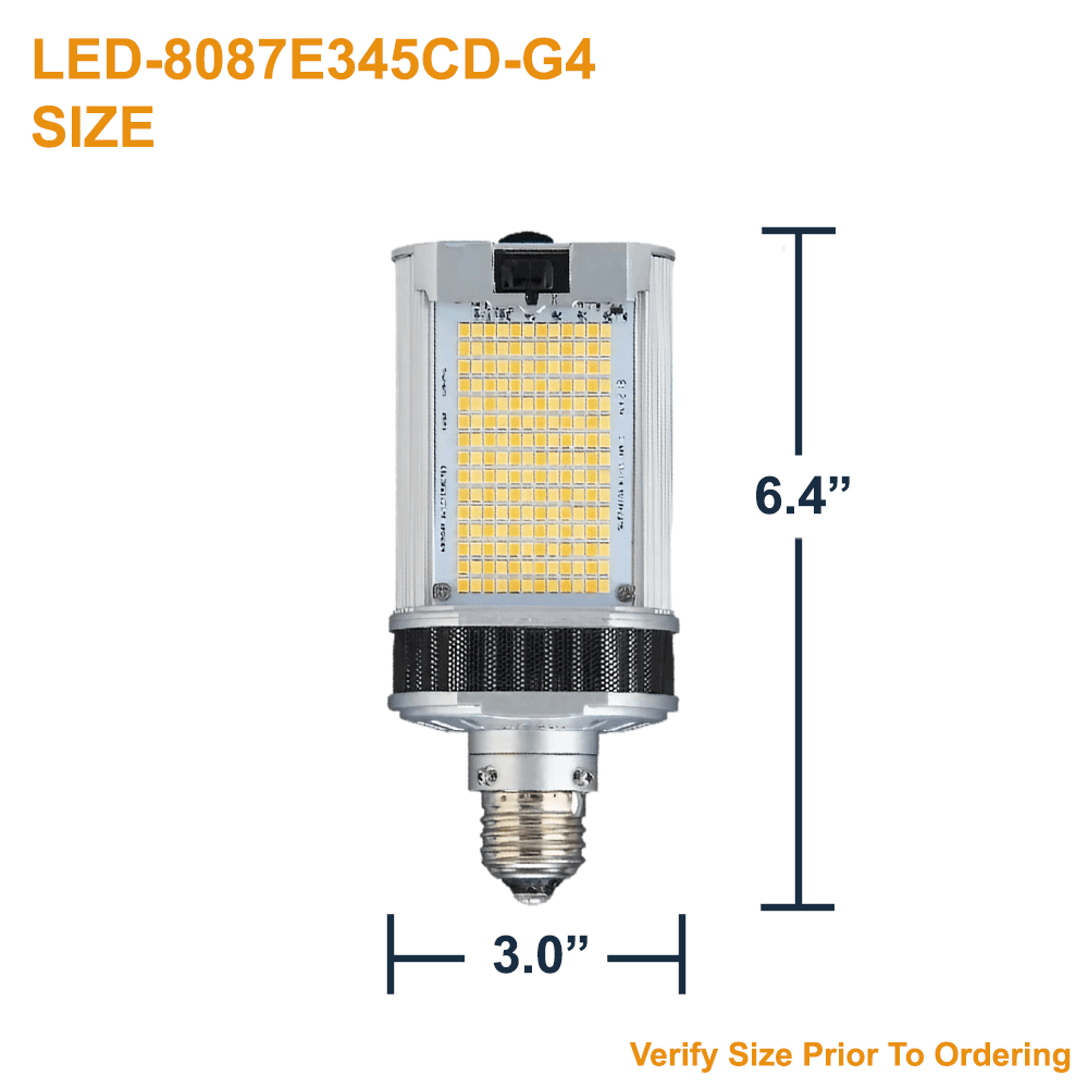 Dimensions of Light Efficient Design LED-8087E345D-G4 30 Watt 347v E26 Base LED Retrofit Lamp For Wall Pack or Shoe Box Replaces Up To 100W HID 3000K 4000K 5000K from LED Network