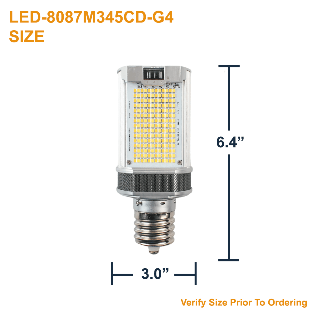 Dimensions of the Light Efficient Design LED-8087M345D-G4 30 Watt 347v EX39 Base B-Type Ballast Bypass LED Retrofit Lamp For Wall Pack or Shoe Box Replaces Up To 100W HID 3000K 4000K 5000K from LED Network