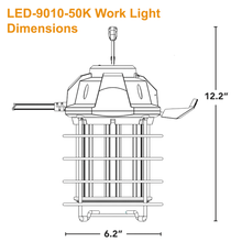 Dimensions of the LED-9010-50K Portable LED Work Light, It is 12.2