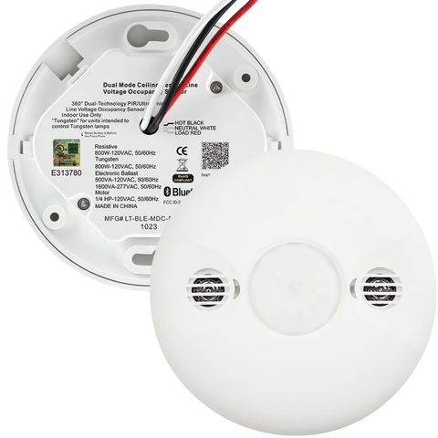 Front And Back View Of The LNCMS-107D LN Dual Technology Networked Ceiling Occupancy Sensor PIR And Ultrasonic For Wireless Lighting Control System 120-277v UL DLC Keilton CS1017D LN Wireless Lighting Controls From LED Network