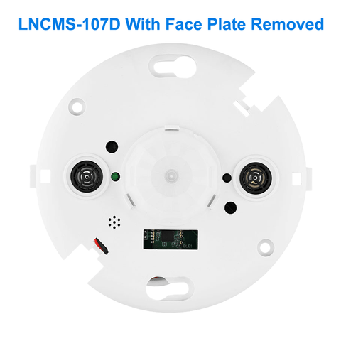 Front Face Plate Removed From LNCMS-107D LN Dual Technology Networked Ceiling Occupancy Sensor PIR And Ultrasonic For Wireless Lighting Control System 120-277v UL DLC LN Wireless Lighting Controls From LED Network