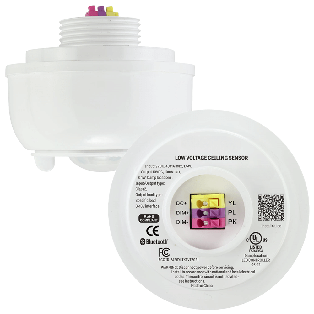 LNCMS-107  Top and Side View PIR Occupancy Sensor Motion Sensor Networked Lighting Controls Controller 12v cUL Dimming Daylight Harvesting DLC Bluetooth Mesh Lighting Controls From LED Network 