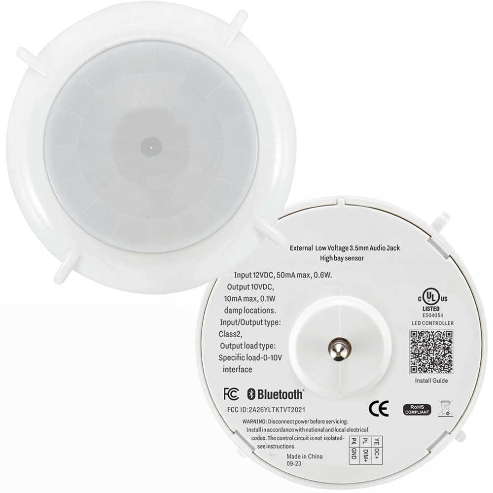 LNFMS-106-AUX 12v PIR High Bay Occupancy Sensor and Controller Bluetooth Mesh Networked Lighting Controls 0-10v UL DLC Keilton EFS106-AUX Smart LN Lighting Controls From LED Network