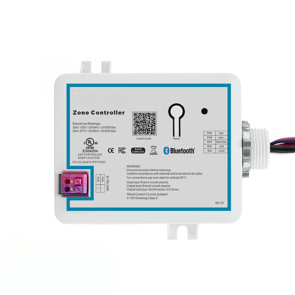 LNWZC-104S Wireless Lighting Zone Controller 20A Relay 120-277v 0-10v Dimming Bluetooth Mesh UL DLC For LN Wireless Lighting Controls From LED Network
