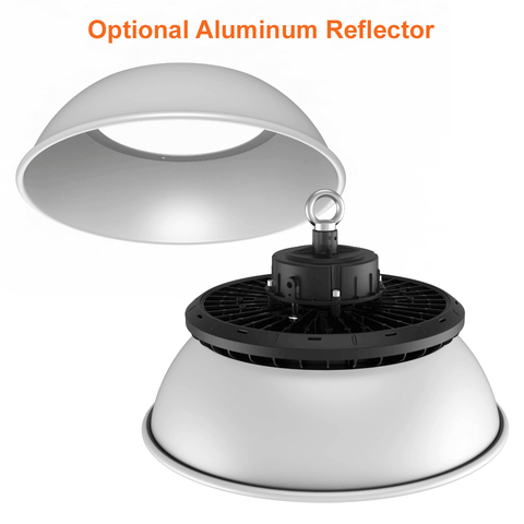 Optional Aluminum Reflector For 100 watt LED High Bay Smart Ready UFO 5000k 16400 Lumens cUL 120-347v 0-10v Dimmable From LED Network