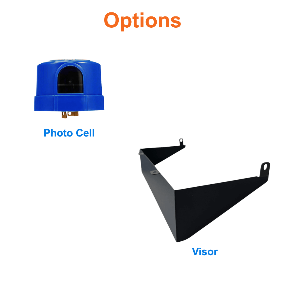 Options For Parking Lot Light 3000K Type 2 Beam Angle Street Light 80 100 120 150 Watts Flood Light IDA Dark Sky Approved 120-347v UL IP66 IK10 Surge Protection DLC Premium 3.0G Vibration Load Rating EELighting From LED Network
