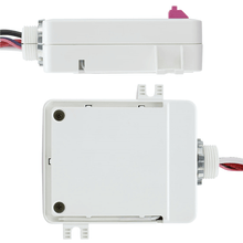 Side View And Back View Of The LNWZC-104S Wireless Lighting Zone Controller 20A Relay 120-277v 0-10v Dimming Bluetooth Mesh UL DLC For LN Wireless Lighting Controls From LED Network