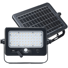 Solera SL-SMFL-10W-40K-BK-G1 Multipurpose Portable Solar Work Light and Solar Flood Light with PIR Motion Sensor Can Be Used As A USB Power Bank 4000K 1100 Lumens from LED Network