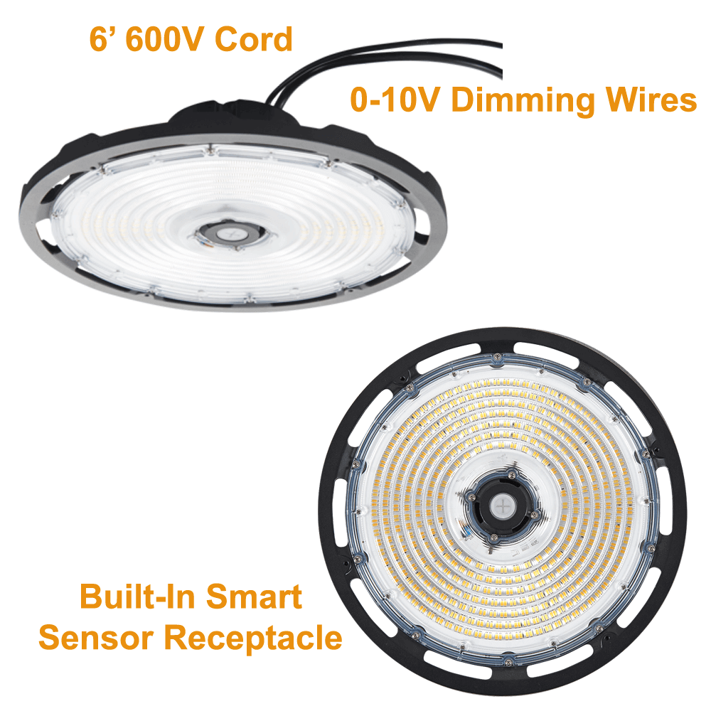 UFO LED High Bay 90W 120W 150W Black 3 CCT 120-347v Dimmable UL DLC From LED Network