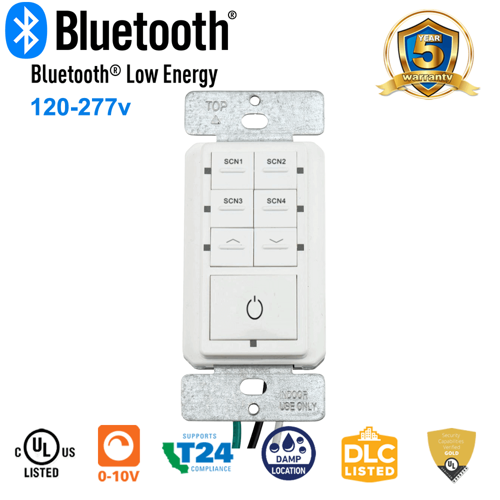LNWMS-1017S 120-277v Wall Switch 4 Scene Controller On Off Dim Up Dim Down 0-10v UL DLC For LN Wireless Lighting Controls From LED Network