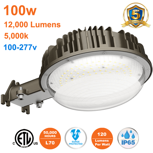 100 Watt Barn Light Yard Light 100-277v 5000k 12000 Lumens ETL IP65 Photocell 1