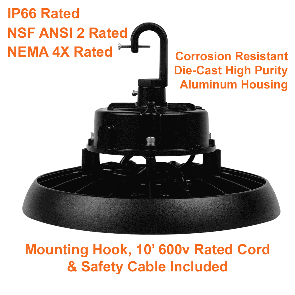 100watt LED UFO High Bay 4000k 15000 Lumens cUL 120-347v 0-10v Dimmable 3