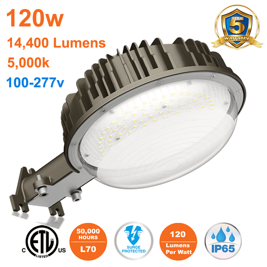 120 Watt Barn Light Yard Light 100-277v 5000k 14400 Lumens ETL IP65 Photocell 1