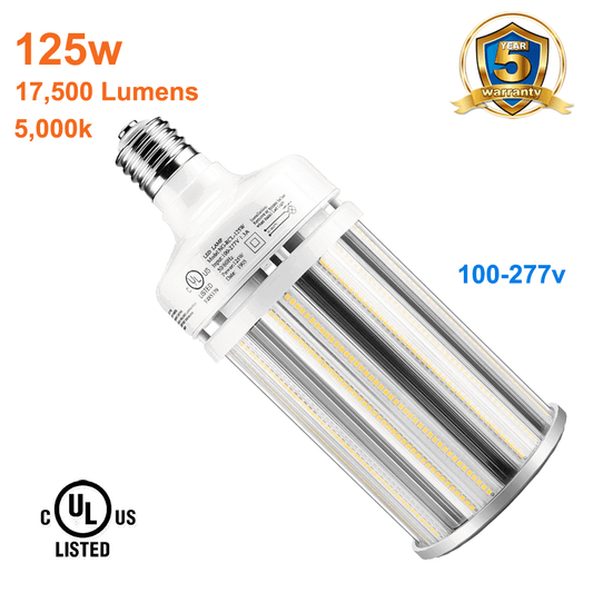125watt LED Corn Bulb Outdoor LED Light Bulb 5000k 17500 Lumens 120-277v cUL E39 Base