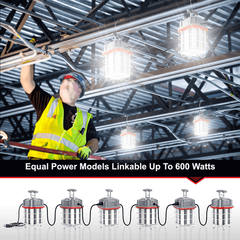 150 Watt Linkable LED Temporary Work Light Construction Light 5000k 21000 Lumens cETL 100-277v LED Network 3