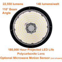 150watt LED UFO High Bay 4000k  22500 Lumens cUL 120-347v 0-10v Dimmable 3